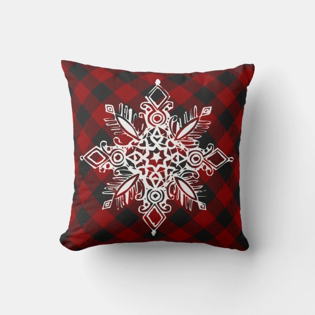 Cojín Decorativo Cuadros con copo de nieve (Anverso)