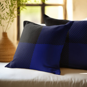 Cojín Decorativo Cuadros de búfalo azules y negros