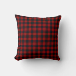 Cojín Decorativo Cuadros de búfalo rojos y negros