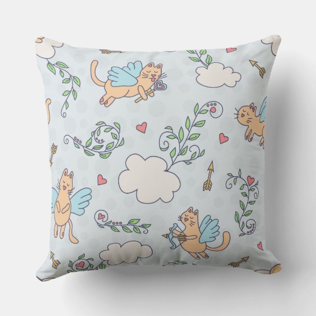 Cojín Decorativo Cuadros de gatito de gato sin fisuras (Reverso )