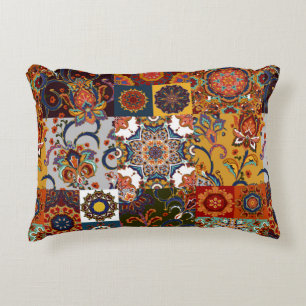 Cojín Decorativo Cuadros de mosaico de mosaicos de colores sin foco