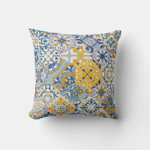 Cojín Decorativo Cuadros de mosaico de mosaicos de colores sin foco