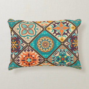 Cojín Decorativo Cuadros de mosaico de mosaicos de colores sin foco