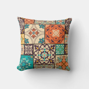 Cojín Decorativo Cuadros de mosaico de mosaicos de colores sin foco