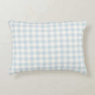 Cojín Decorativo Cuadros de rayas blancas azul claro