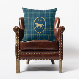 Cojín Decorativo Cuadros Escoceses Clásicos de Caballo Ecuestre Mon
