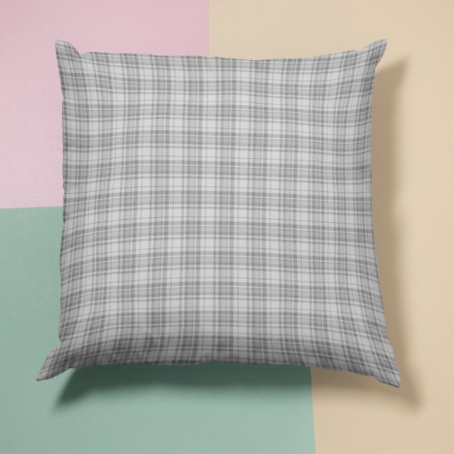 Cojín Decorativo Cuadros grises (Gray Plaid Throw Pillow)