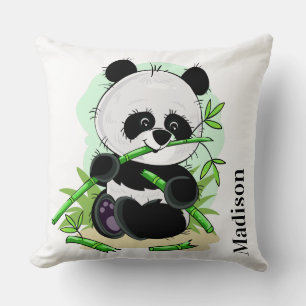 Cojín Decorativo Cuadros Pandas nombre personalizado lanzar almohad