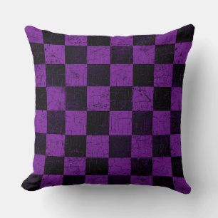 Cojín Decorativo Cuadros Rústicos, Morado y Negro