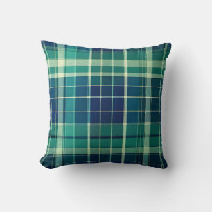 Cojín Decorativo Cuadros Verde Azul Turquesa