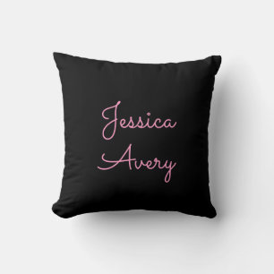 Cojín Decorativo Cualquier nombre   Cool script rosa editable sobre
