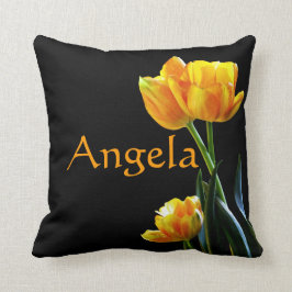 Cojín Decorativo Cualquier nombre en tulipán hermoso florece la