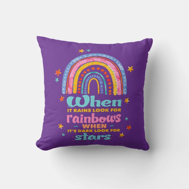Cojín Decorativo Cuando llueve, busca arcos de lluvia (Anverso)