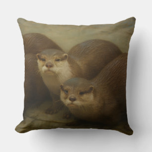 Cojín Decorativo Cuarteto Otter - Impresión de arte de vida salvaje