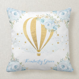 Cojín Decorativo Cuarto de niños floral azul suave del bebé del