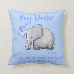 Cojín Decorativo Cuarto de niños personalizado del elefante del