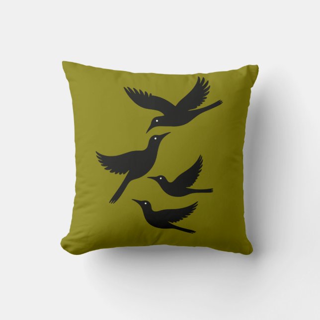 Cojín Decorativo Cuatro Aves Llamadas Retro A Mediados Del Siglo 4 (Anverso)