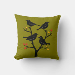 Cojín Decorativo Cuatro Aves Llamadas Retro A Mediados Del Siglo 7