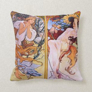 Cojín Decorativo Cuatro estaciones de Alfonso Mucha 1895