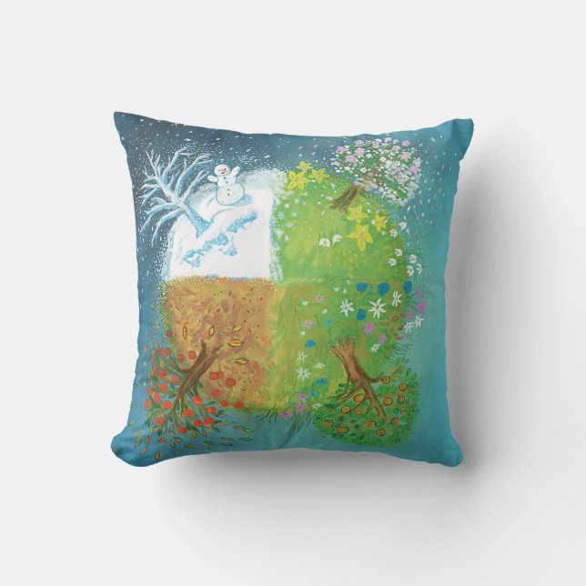 Cojín Decorativo Cuatro estaciones en la Tierra (Anverso)