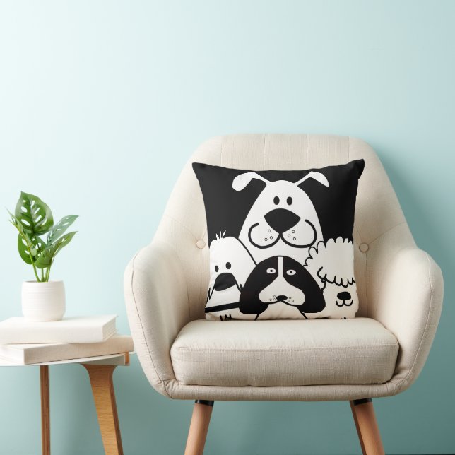 Cojín Decorativo Cuatro garabatos blancos y negros (Silla)