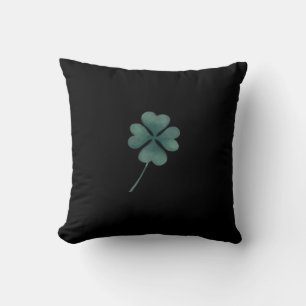 Cojín Decorativo Cuatro Leaf Clover Green Sobre El Agua Negra