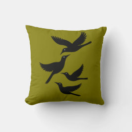 Cojín Decorativo Cuatro pájaros llamando Retro corte del medio sigl