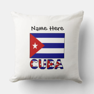 Cojín Decorativo Cuba Azul Oscuro Bandera Cubana Negro Personalizac