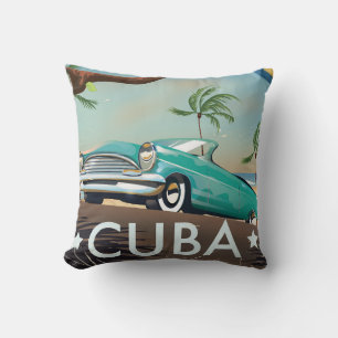 Cojín Decorativo Cuba vintage retro Impresión de viaje