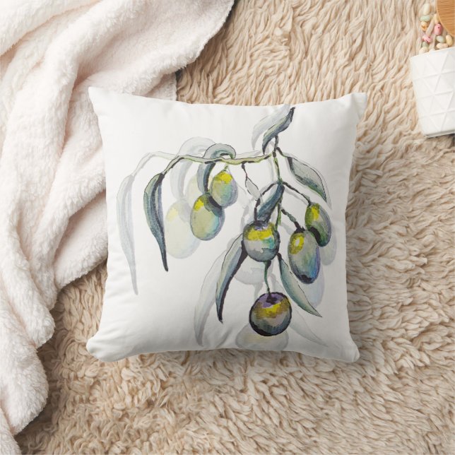 Cojín Decorativo Cubierta de agua de rama de olivo azul Boho (Manta)