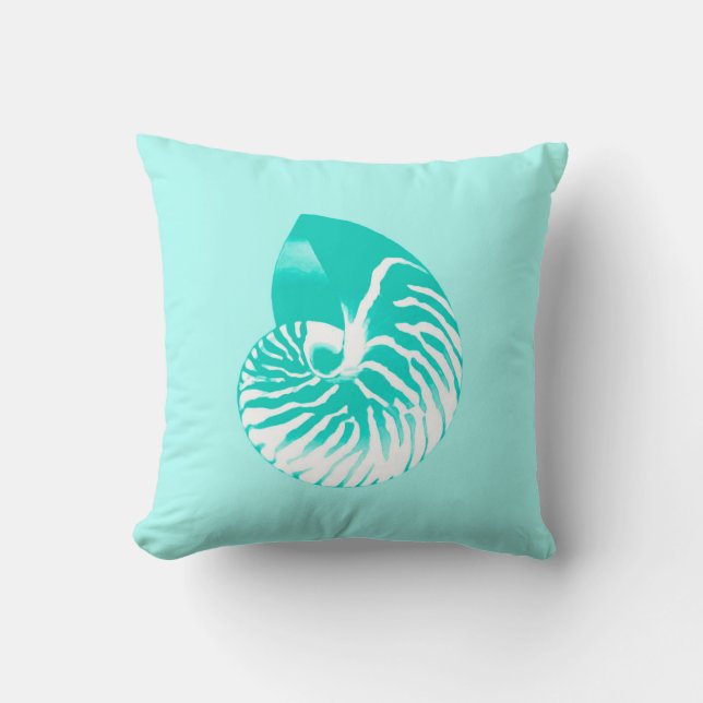 Cojín Decorativo Cubierta de Nautilus - turquesa, aqua y blanco (Anverso)