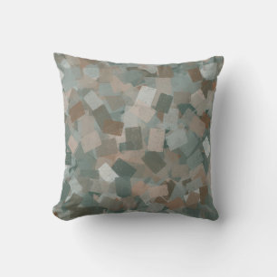 Cojín Decorativo Cubismo Abstracto Patrón Verde Rosa Marrón