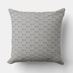 Cojín Decorativo Cubo de línea de patrón negro Geometría simple