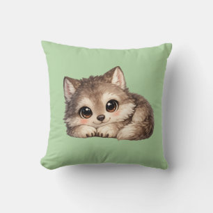 Cojín Decorativo Cubo de lobo lindo con grandes ojos Animales del b