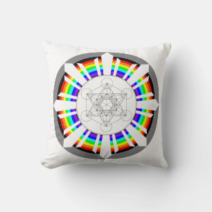 Cojín Decorativo Cubo de Metatrón Prisma de Arcoíris
