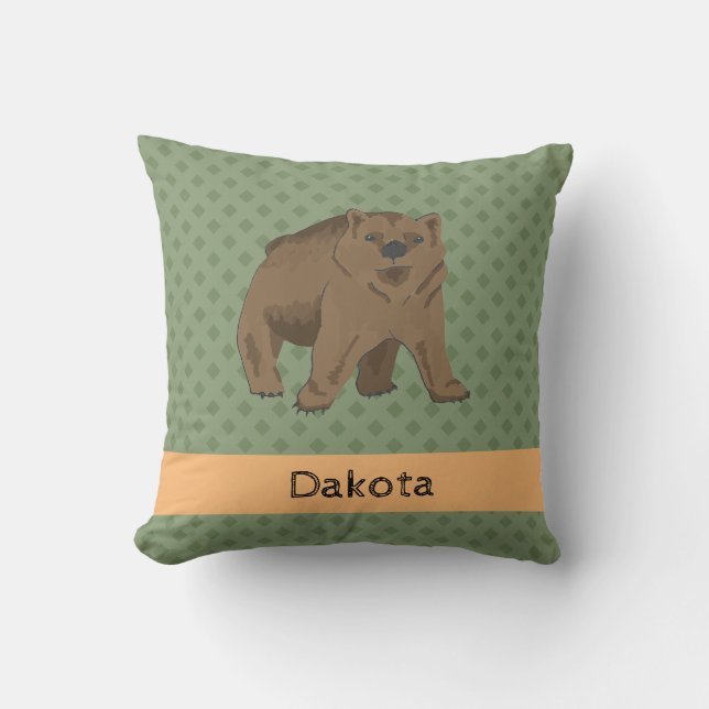 Cojín Decorativo Cubo De Oso Marrón De Woodland (Anverso)