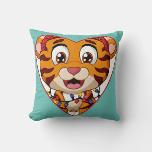 Cojín Decorativo Cubo de tigre envuelto en Navidades luces personal