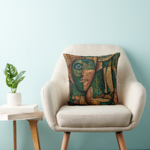 Cojín Decorativo Cubo Triple Faz de Cobre Esmeralda Dorado