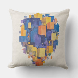 Cojín Decorativo Cubos geométricos abstractos y vibrantes de acuare