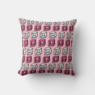 Cojín Decorativo Cubos geométricos pop rosa y blanco