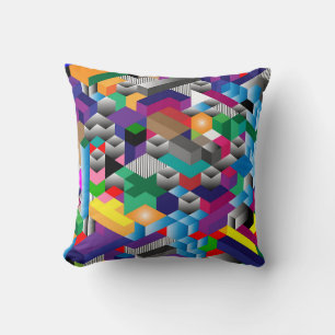 Cojín Decorativo Cubos isométricos 3D, sin soldadura geométrica.