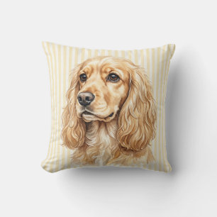 Cojín Decorativo Cubrealmohada de Cocker Spaniel con Acuarela