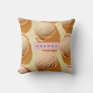 Cojín Decorativo Cucharada de Helado de Melocotón Personalizado