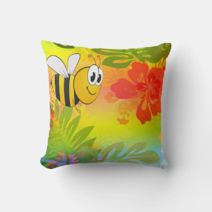 Cojín Decorativo Cuchillo de flores de abeja de burbujas y
