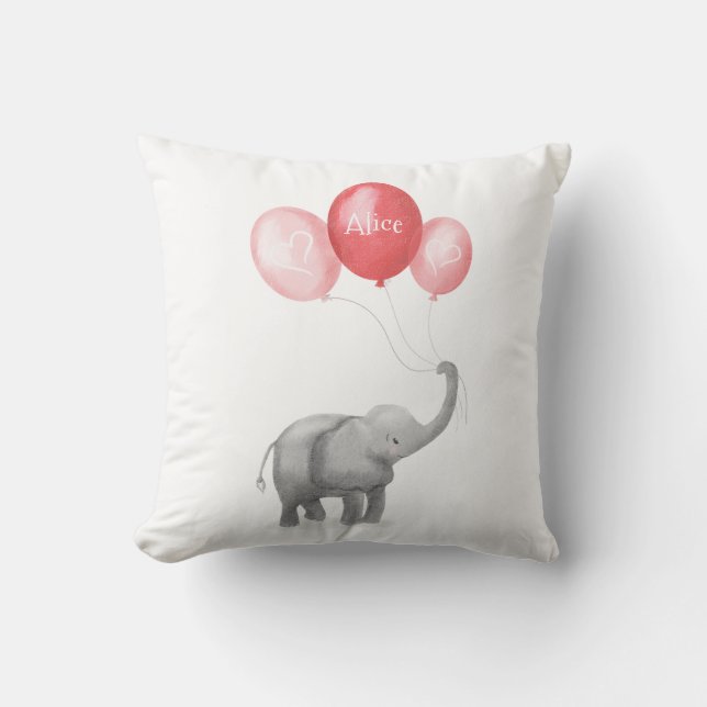 Cojín Decorativo Cuchillo de guardería de elefante para bebés (rosa (Anverso)