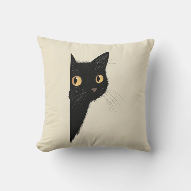 Cojín Decorativo Cuchillo de un gato negro (Anverso)