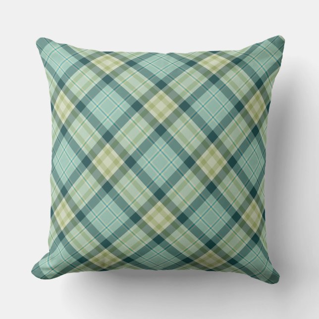 Cojín Decorativo Cuchillos de acento azul y verde pastel Aqua (Anverso)