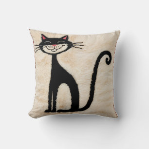 Cojín Decorativo Cuchillos de Kilim blanco y negro de gato persa