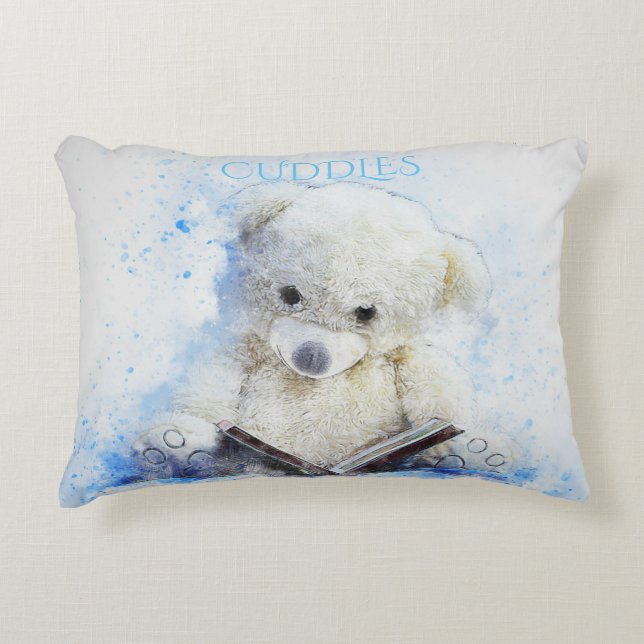 Cojín Decorativo 'CUDDLES' oso blanco arroja almohada. (Anverso)