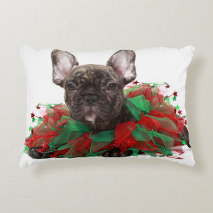 Cojín Decorativo Cuello del navidad del bulldog que lleva francés